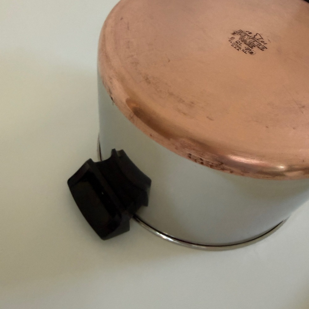 Vintage Revere Ware 6 Qt Stock Pot Copper Bottom Stainless Steel Lid Clinton IL - Picture 9 of 13